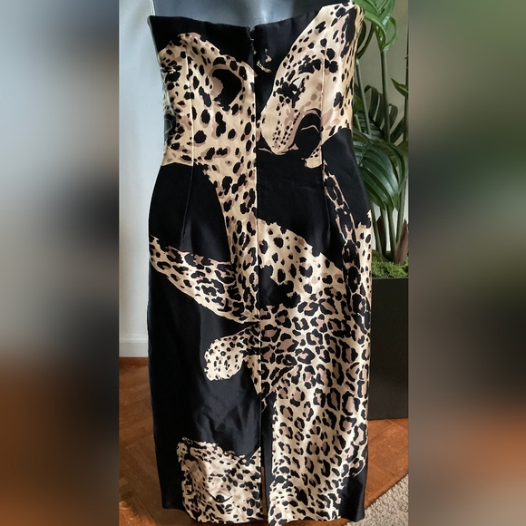 Kay Unger One Of A Kind Strapless Silk Leopard Dress - Picture 4 of 11